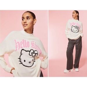 Gothic Ivory and Pink Hello Kitty Knit Sweater